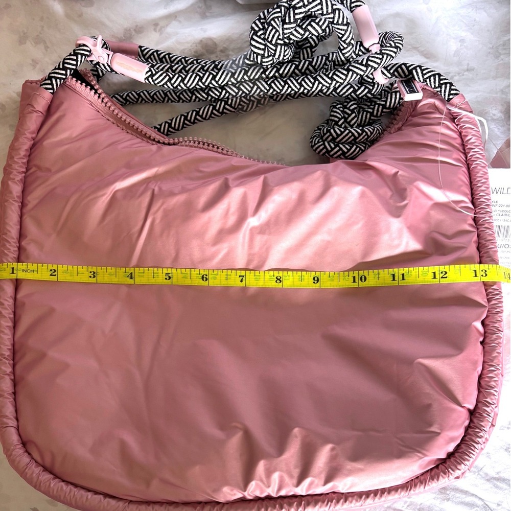 Wildfox Puffer Crossbody Bag Rose Clair Pink Padded Rope Strap HBWF-224-0056-71 - Picture 5 of 9